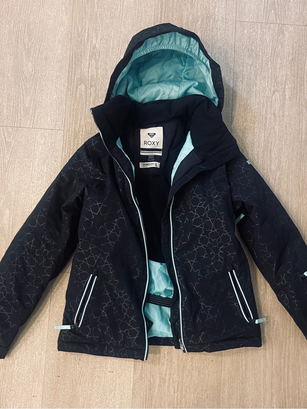 Roxy Kids Black Ski Jacket with Mint Lining (XL/14)
